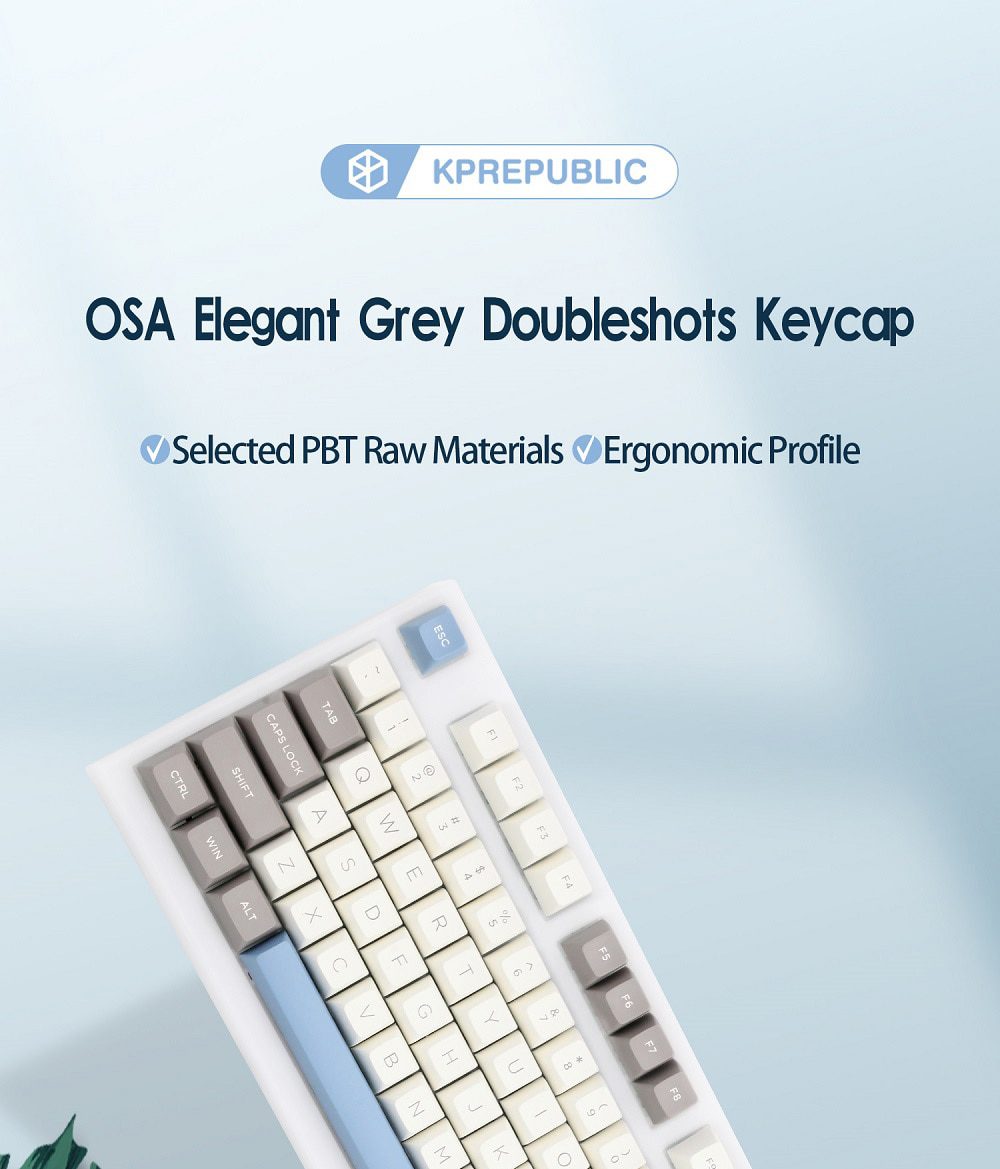 WM OSA Profile Elegant Grey PBT doubleshot keycap for mx stem keyboard all in One 60 87 104 tkl ansi bm60 bm65 bm68 xd64 xd68