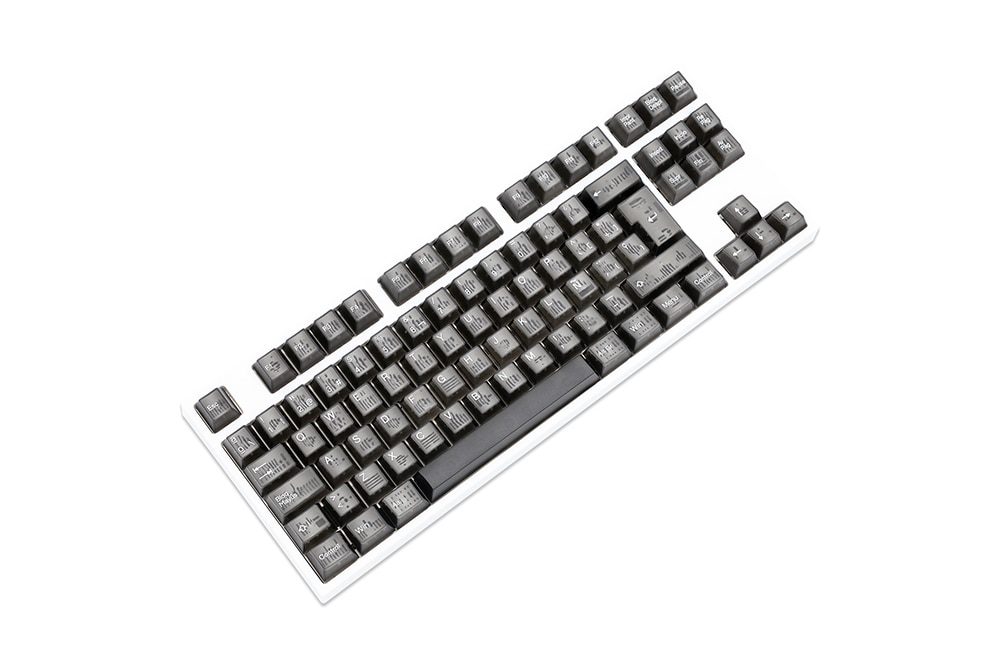 Taihao Smoky Quartz Cubic Spanish ABS Doubleshot Keycap Translucent Cubic Type for mechanical keyboard color of Dark Grey