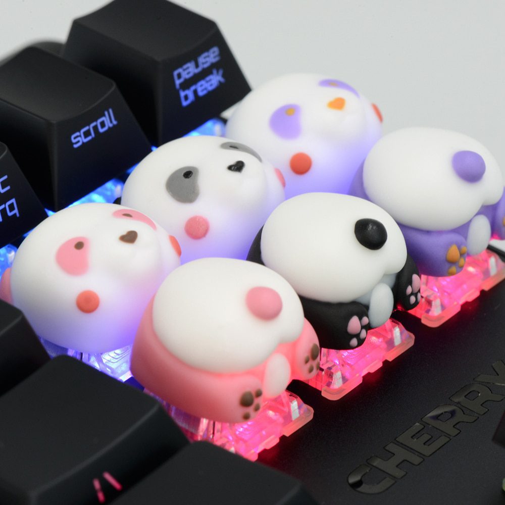 Cool Kit handcraft Cute Baby Panda Resin artisan keycaps for mx stem mechanical keyboards Purple White Black Pink