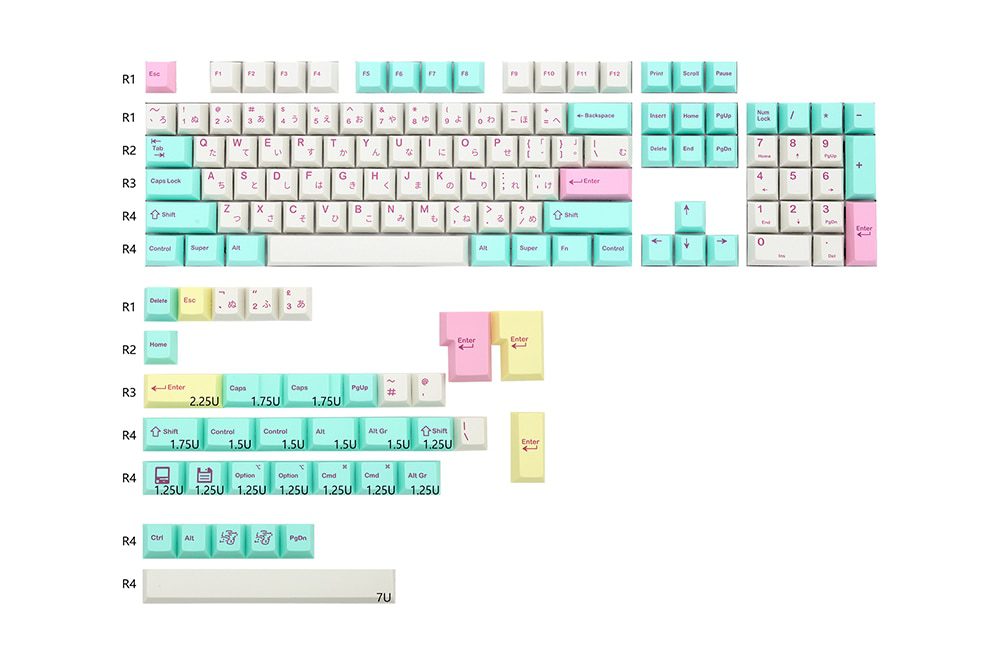 OG KEY Dream Dye Sub Keycap Set thick PBT for keyboard gh60 87 tkl 104 ansi xd64 bm60 xd68 bm65 bm68 Beige Cyan  Analog Dream