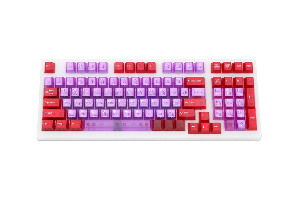 Taihao Atomic Purple Cubic ABS Doubleshot Keycap Translucent Cubic Type for mechanical keyboard color of Purple Red Colorway