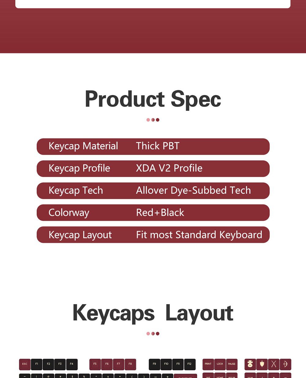 XDA V2 Kung Fu Dye Sub Keycap Set thick PBT for keyboard gh60 poker 87 tkl 104 ansi xd64 bm60 xd68 xd84 Similar with Red Samurai