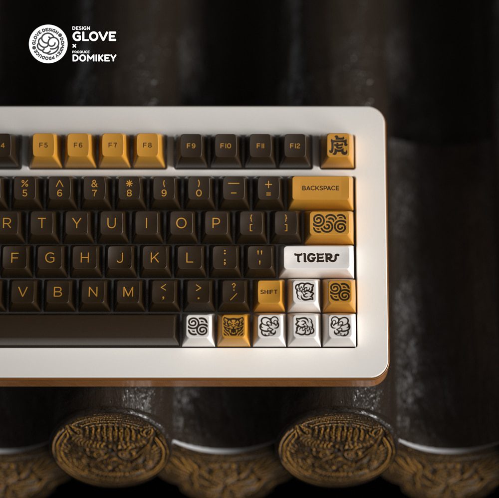 Glove X Domikey SA  Tiger abs doubleshot keycap for mx stem keyboard poker 87 104 gh60 xd64 xd68 xd87 bm60 bm65 bm80