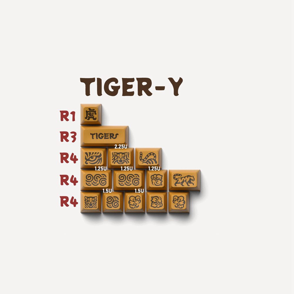 Glove X Domikey SA  Tiger abs doubleshot keycap for mx stem keyboard poker 87 104 gh60 xd64 xd68 xd87 bm60 bm65 bm80