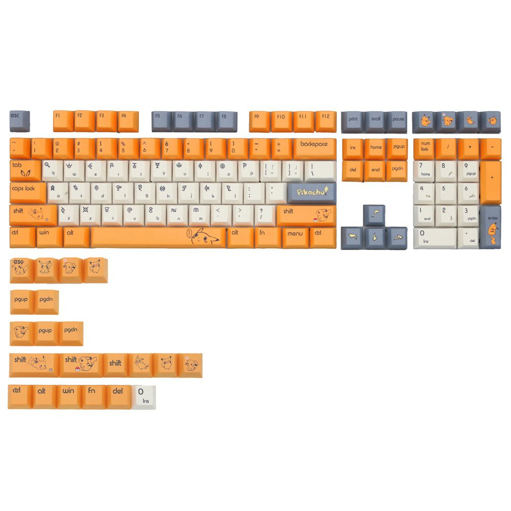 OMO Pikachu Pikapika Cherry profile all over Dye Sub Keycap for mechanical keyboard gh60 87 104 tkl BM60 XD64 XD68 BM65 BM68
