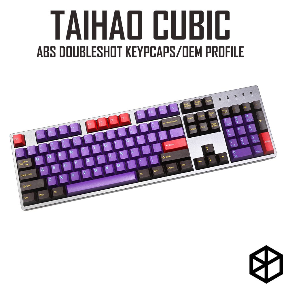 taihao cubic abs doubleshot cubic keycaps for diy gaming mechanical keyboard red blue grey with 1.75 shift for 104 ansi