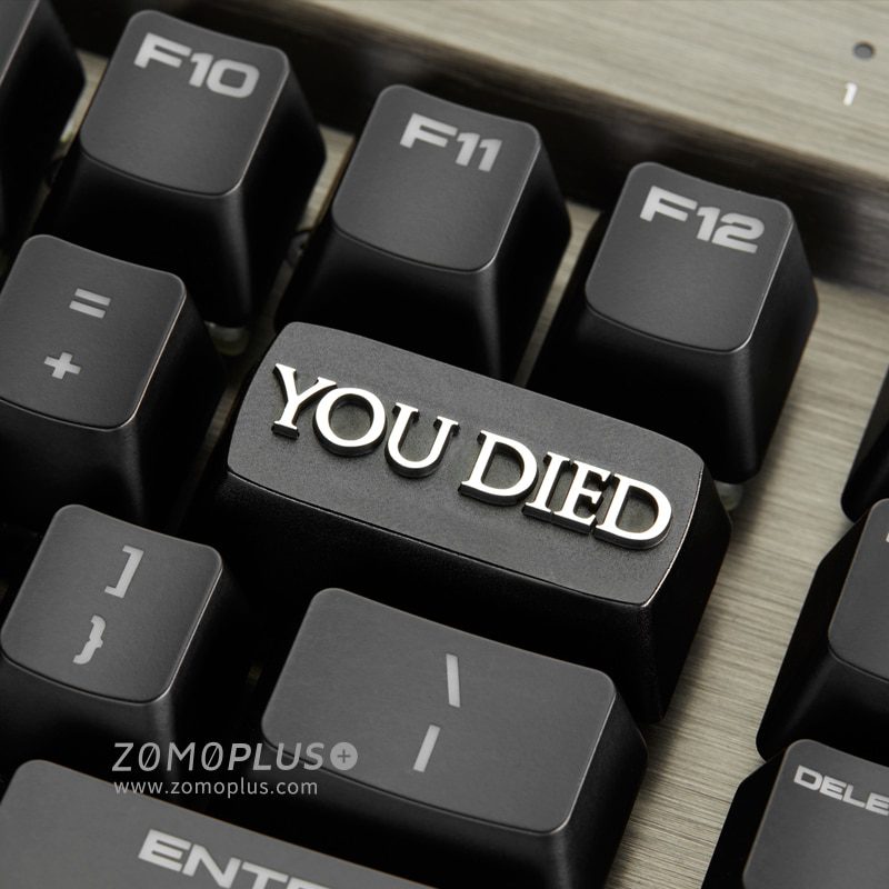 zomo you died game over  Artisan Keycap CNC anodized aluminum Compatible Cherry MX switch backspace black colorway