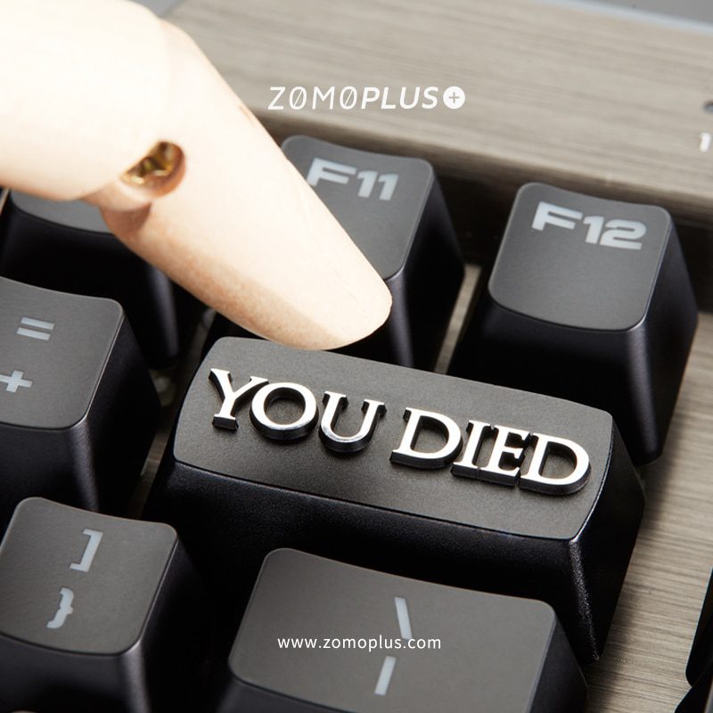 zomo you died game over  Artisan Keycap CNC anodized aluminum Compatible Cherry MX switch backspace black colorway