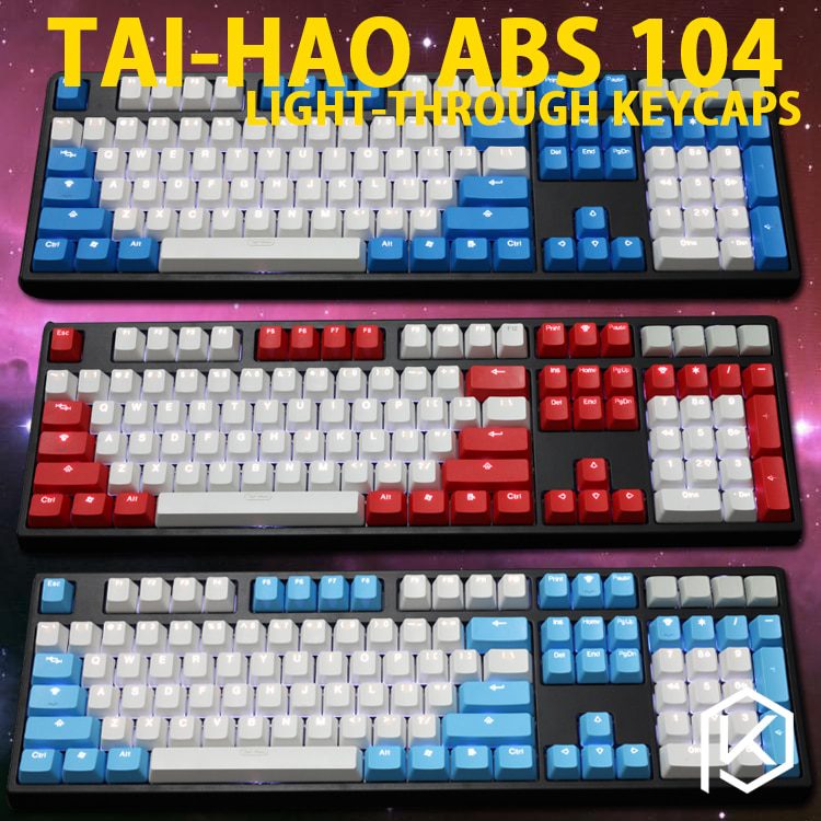 taihao abs double shot keycaps midnight  for diy gaming mechanical keyboard color of black yellow 104 ansi