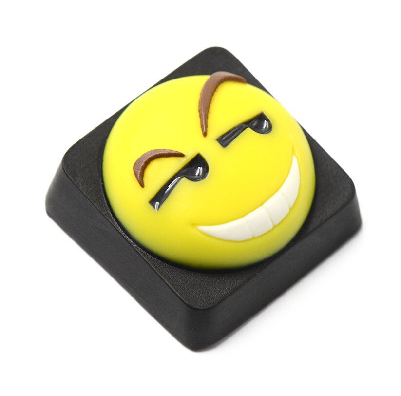 Cool Kit handcraft Cute Face Mood Resin artisan keycaps for mx stem mechanical keyboards Yellow funny snicker  Tongue Cry