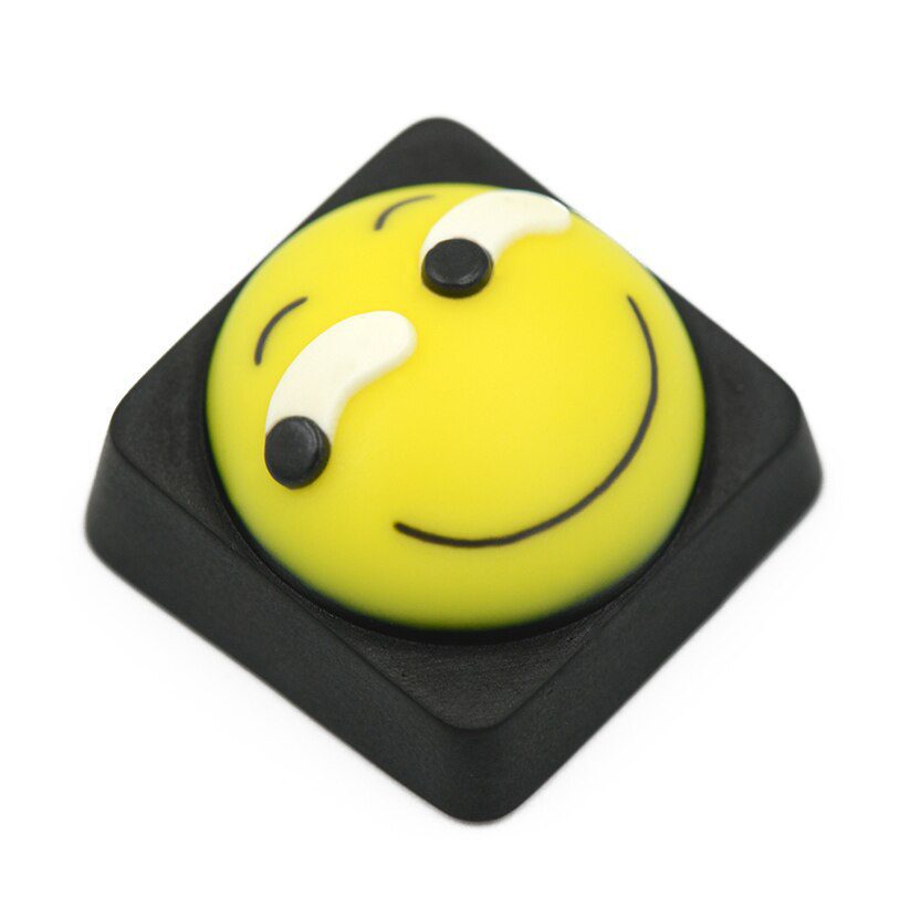 Cool Kit handcraft Cute Face Mood Resin artisan keycaps for mx stem mechanical keyboards Yellow funny snicker  Tongue Cry