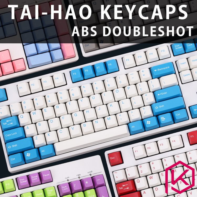taihao abs double shot keycaps for diy gaming mechanical keyboard color of blue withe 104 108 ansi