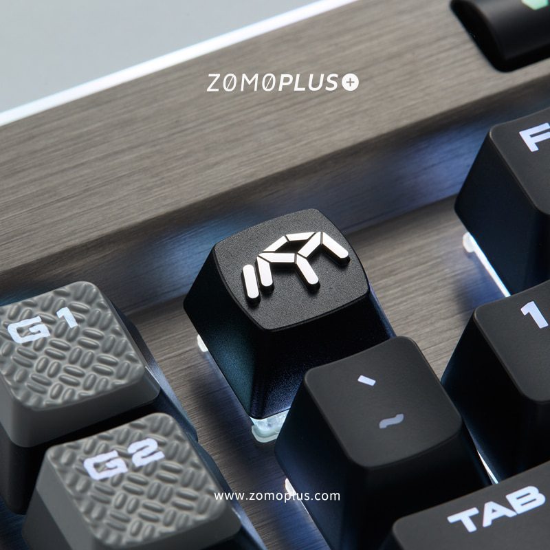 zomo zomo logo Artisan Keycap CNC anodized aluminum Compatible Cherry MX switch backspace esc black colorway
