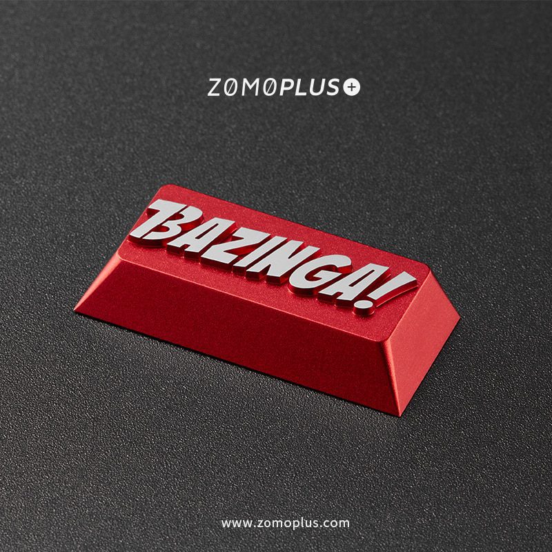 zomo Bazinga Artisan Keycap CNC anodized aluminum Compatible Cherry MX switch backspace or Enter red silver colorway