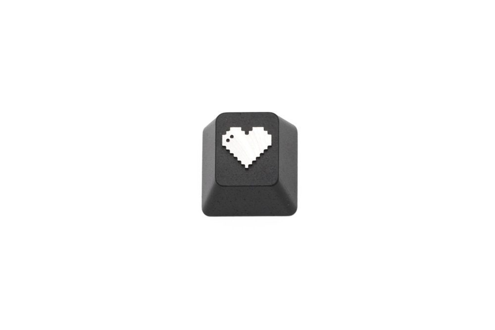 Pixel Heart anodized aluminum keycaps with anodizing  for custom mechanical keyboards cherry profile grey black red green silver