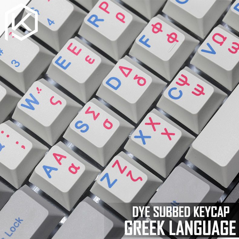 kprepublic 139 greek root Greece blue cyan font language Cherry profile Dye Sub Keycap PBT for gh60 xd60 xd84 tada68 87 104
