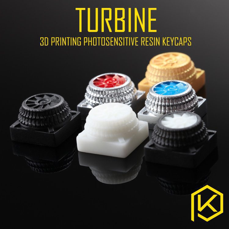 Novelty Shine Through Keycaps 3d printed print printing pla turbine turbo custom mechanical keyboards light Cherry MX compatible