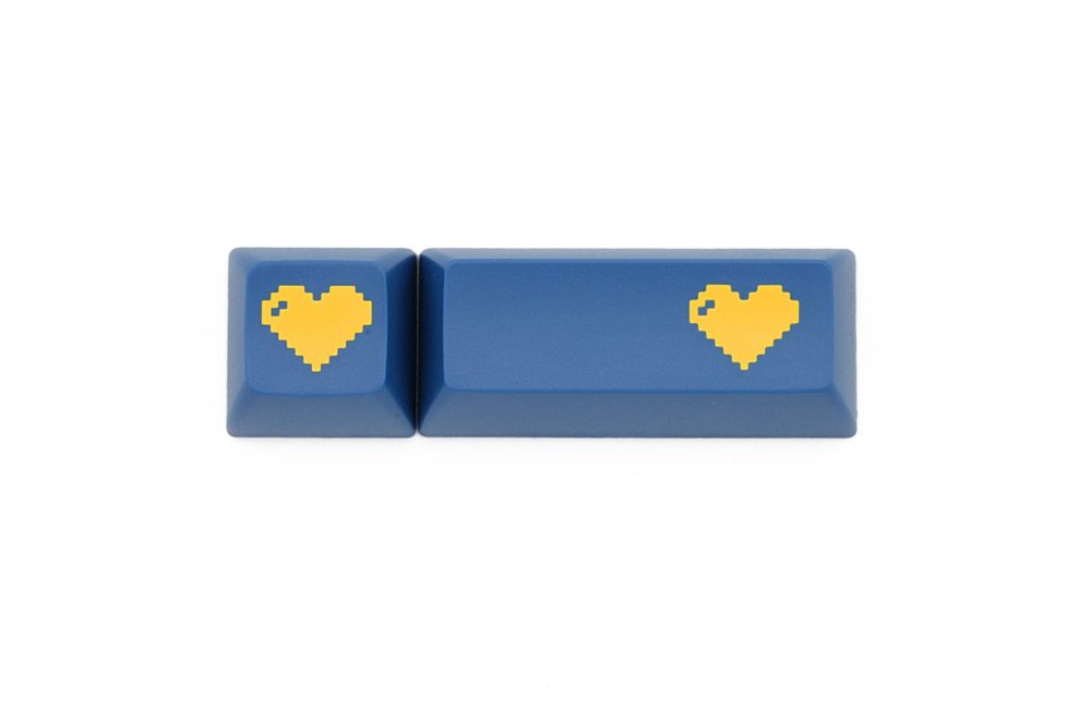 Domikey abs doubleshot keycap pixel heart blue yellow for oem dsa sa cherry profile poker 87 104 gh60 xd64 xd68 xd84 xd75 xd87