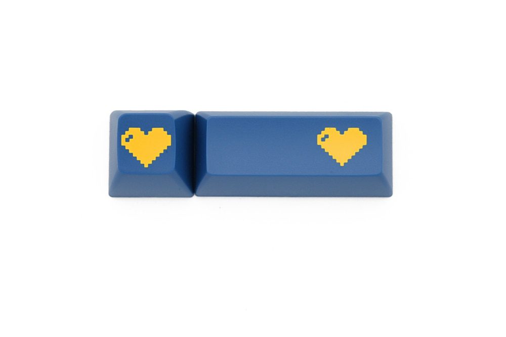 Domikey abs doubleshot keycap pixel heart blue yellow for oem dsa sa cherry profile poker 87 104 gh60 xd64 xd68 xd84 xd75 xd87