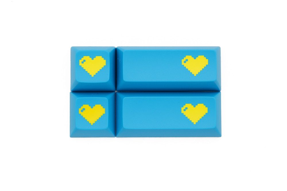Domikey abs doubleshot keycap pixel heart Light Blue yellow oem dsa sa cherry profile poker 87 104 gh60 xd64 xd68 xd84 xd75 xd87