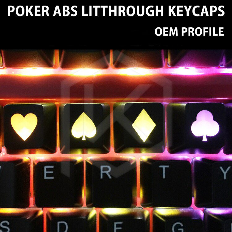 Novelty Shine Through Keycaps ABS Etched, light,Shine-Throughlucky poker oem profile red black
