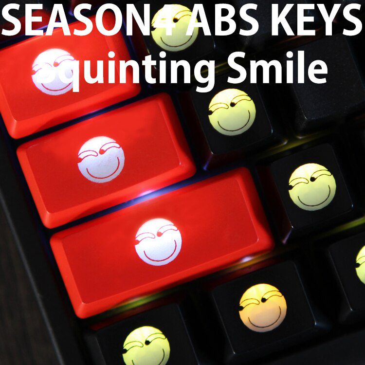 Novelty Shine Through Keycaps ABS Etched, light Squinting smile funny smile black red 1.75u capslock custom mechanical keyboard