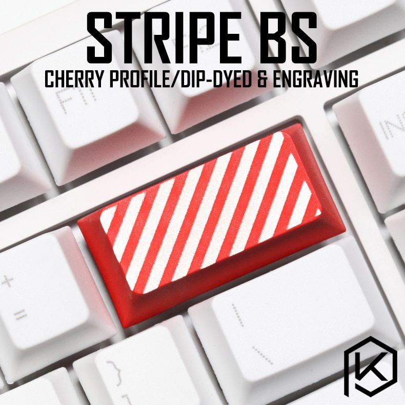Novelty cherry profile dip dye sculpture pbt keycap for mechanical keyboard laser etched legend Stripe backspace black red blue