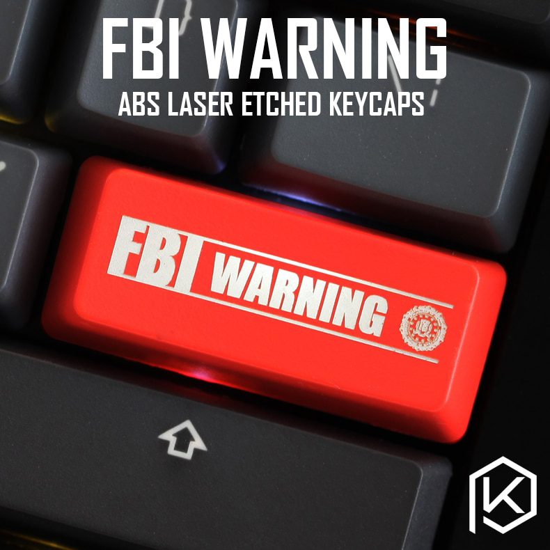 Novelty Shine Through Keycaps ABS Etched, Shine-Through FBI Warning black red for custom mechanical keyboard enter 2.25u