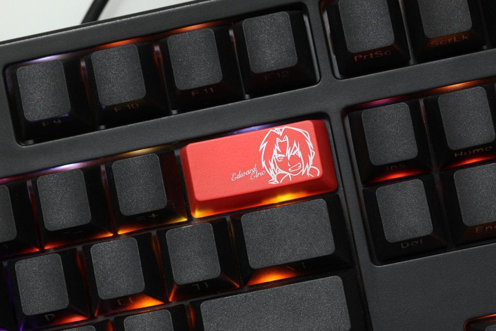 Novelty Shine Through Keycap ABS Etched Shine-Through Fullmetal Alchemist Edward Alphonse black red enter backspace for keyboard