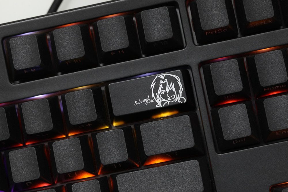 Novelty Shine Through Keycap ABS Etched Shine-Through Fullmetal Alchemist Edward Alphonse black red enter backspace for keyboard