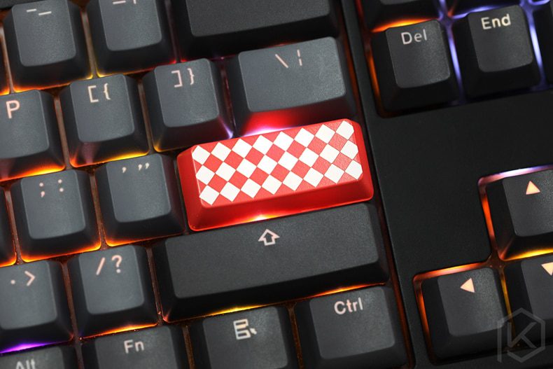 Novelty Shine Through Keycaps ABS Etched Shine-Through rhombus black red for custom mechanical keyboard enter backspace 2.25u 2u