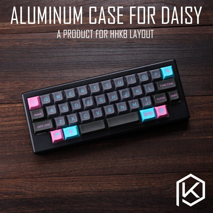 Anodized Aluminium flat case with metal feet for custom mechanical keyboard black siver grey colorway for daisy 40% mini