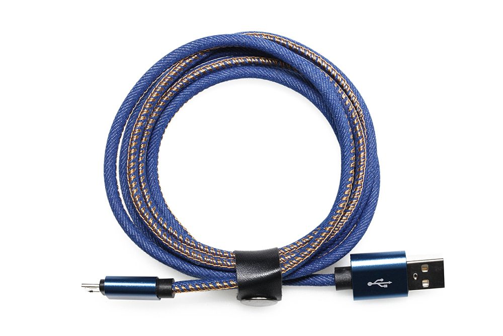 Textile Jean Cloth USB C Micro Port Cable type c USB port 1.5m stright length blue colorway