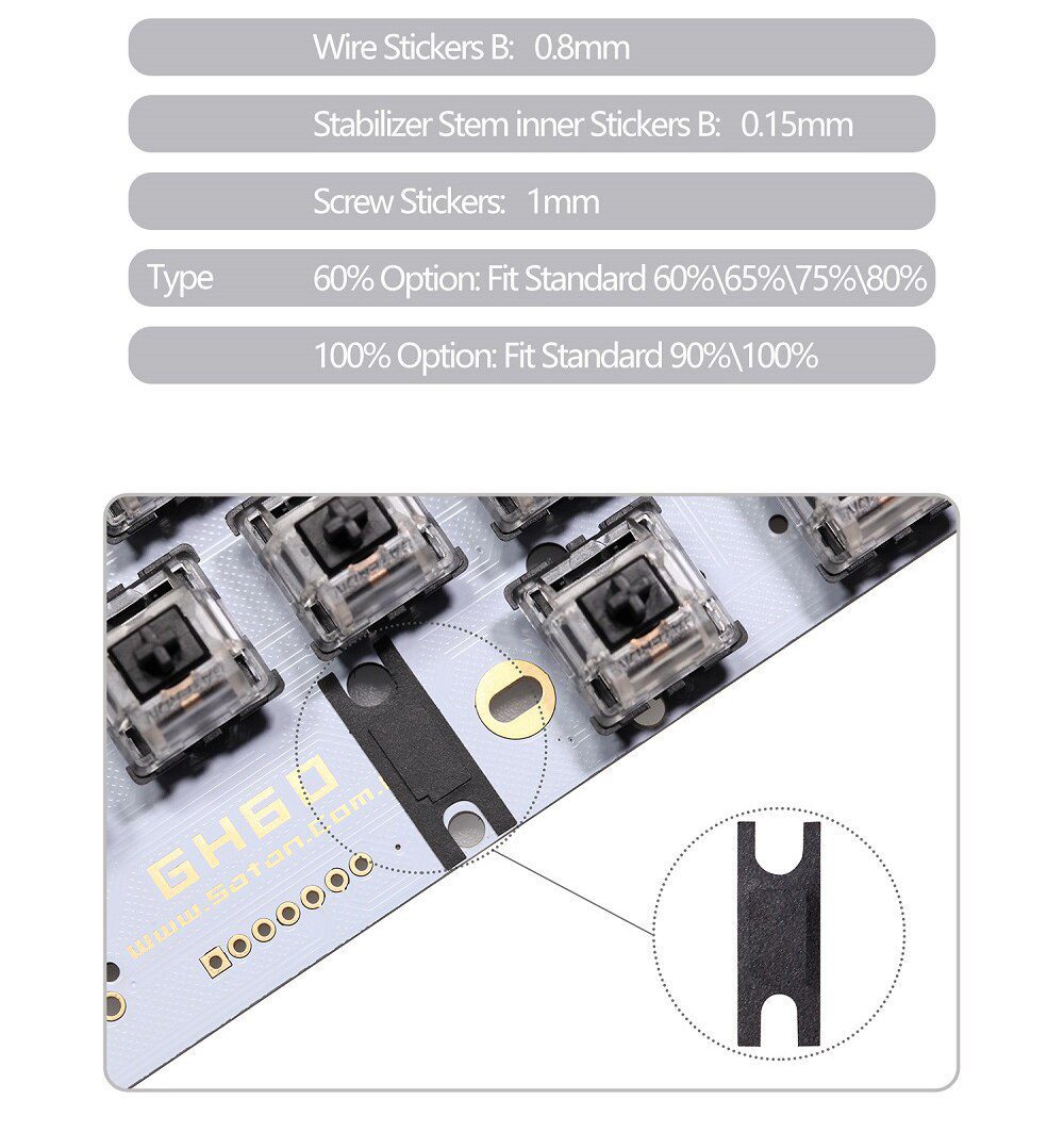 KPrepublic PCB Stabilizer stickers poron film pad reduce steel wire noise and wobble for pcb screw in stabilizer gasket
