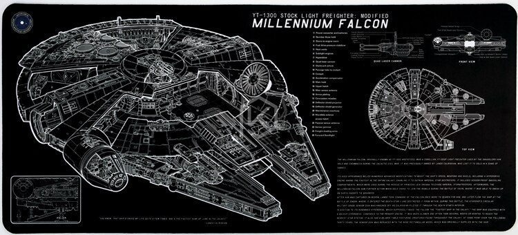 Mechanical keyboard Millennium Falcon Mousepad 900 400 4 mm non Stitched Edges Soft/Rubber High quality YT-1300
