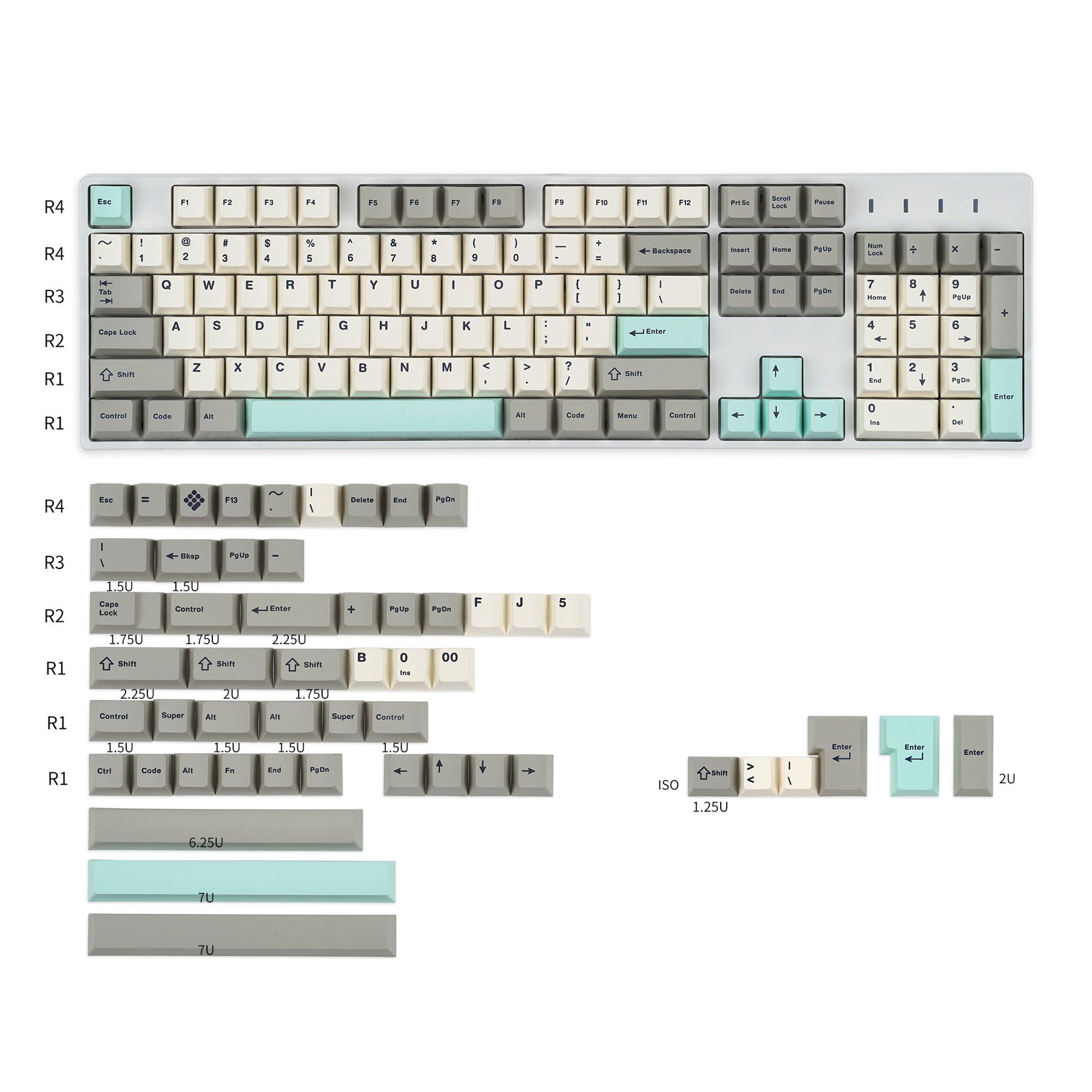 KBDfans Simple Grey Dye-Subbed Keycap Set For MX Mechanical Keyboard