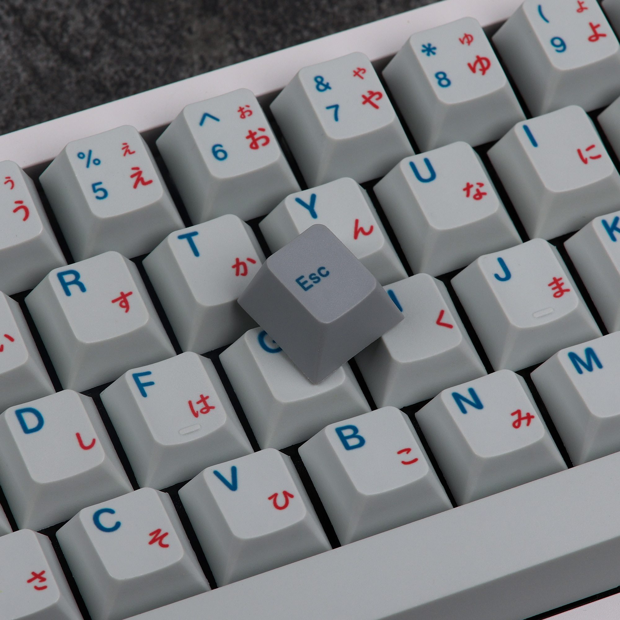 KBDfans Japanese Cherry Profile Grey White and Blue for MX Mechanical Keyboard Clearance Keycaps