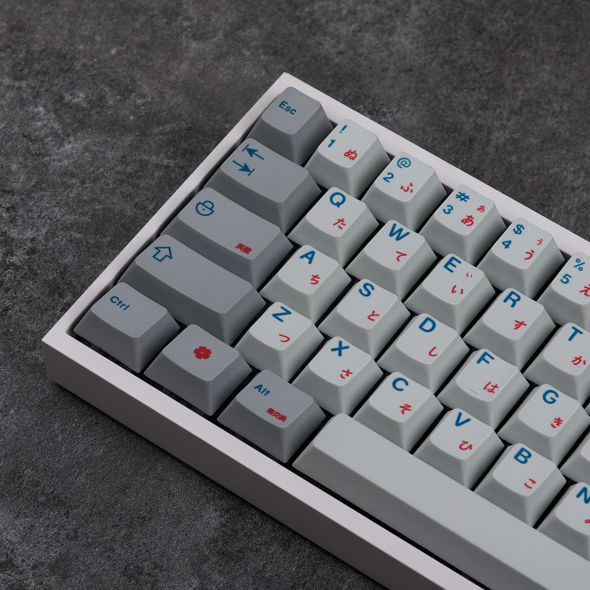 KBDfans Japanese Cherry Profile Grey White and Blue for MX Mechanical Keyboard Clearance Keycaps
