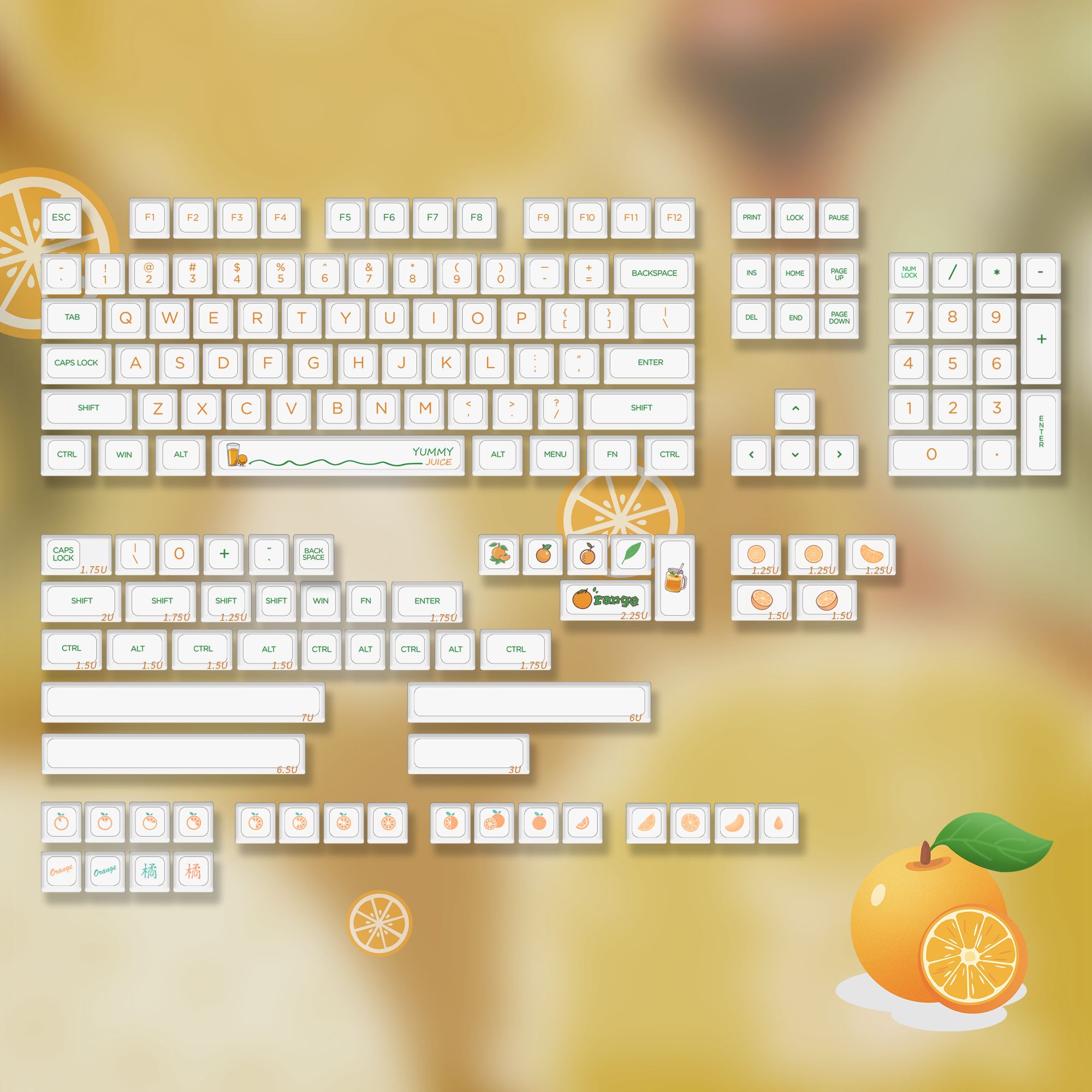 NP Orange Dye-sub Keycaps Set For Customized MX Mechanical Keyboard