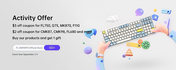 FL·ESPORTS FL980 98-Key Mechanical Keyboard Single-Mode Wired Six-Key Hot-Swappable Version Game Office Dedicated